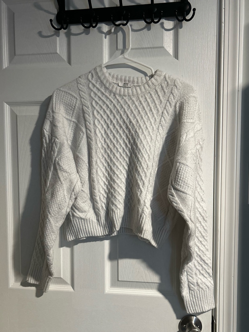 Ardene White Chunky Knit Sweater - Slightly Cropped